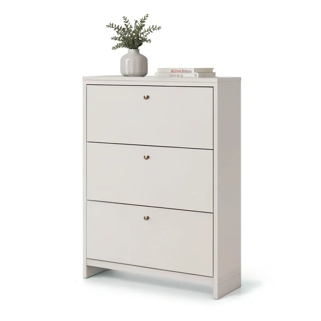 Szafka na buty, 3 Szafka na buty z łupkami w kolorze białym, prostokątnym MDF 80 x 30 x 100 cm
