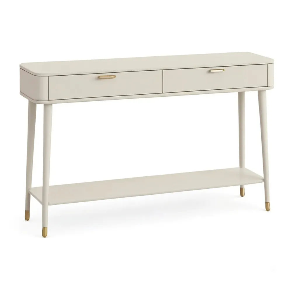 Konsola wejściowa 120 x 35 x 80 cm biały z 2 szufladami i półką MDF