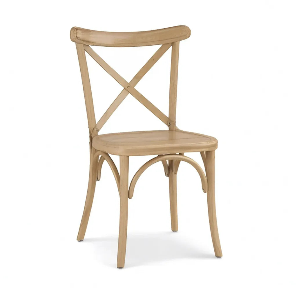 Krzesło jadalne w litym drewnie z naturalnym krzyżem 45 x 52 x 89 cm