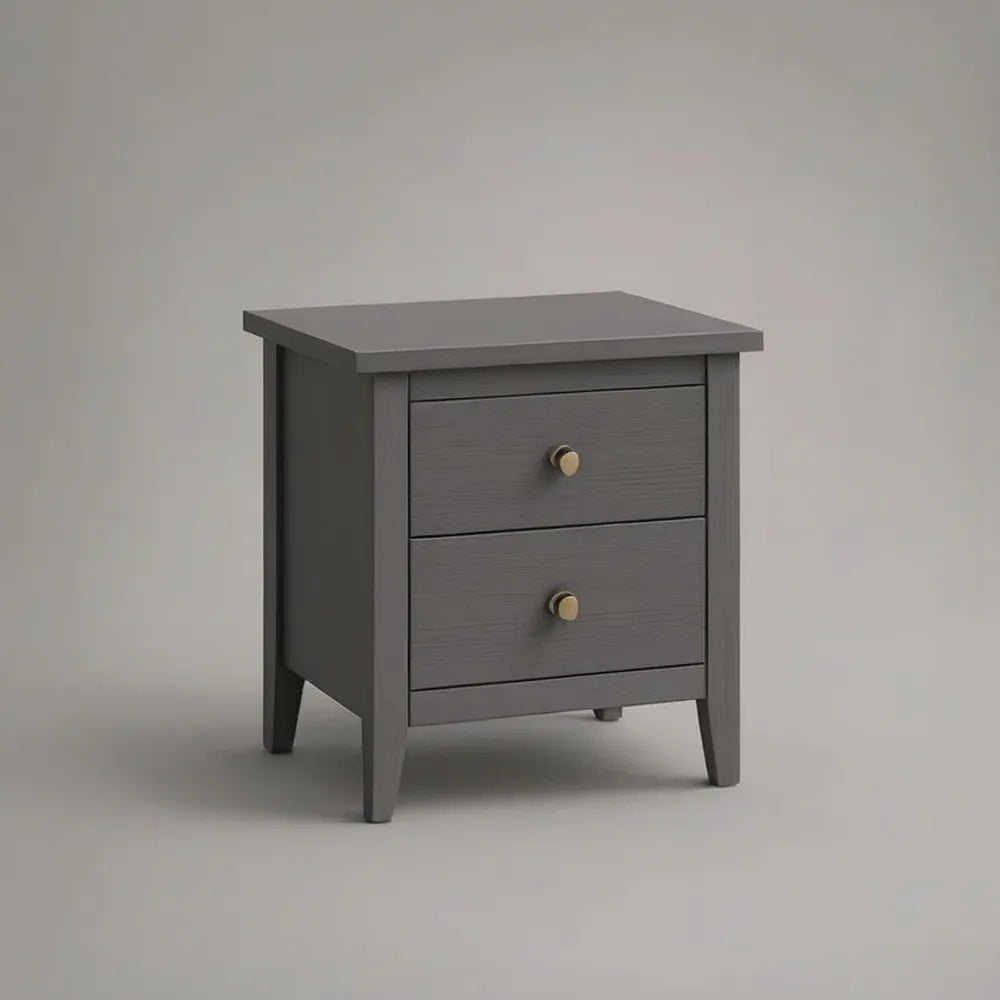 Szafka nocna, 60 x 40 x 55 cm szara bocznica z 2 szufladami i nogami zintegrowanymi z MDF