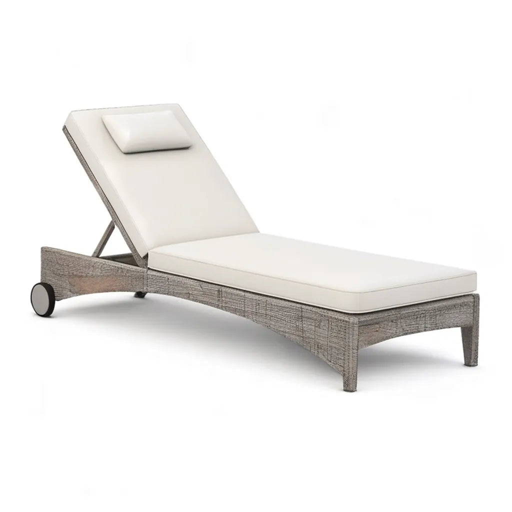 Leżanka ogrodowa, Ogrodowy salon z rolkami 200 x 65 x 35 cm PE rattan stali prostokątnej szarej śmietany
