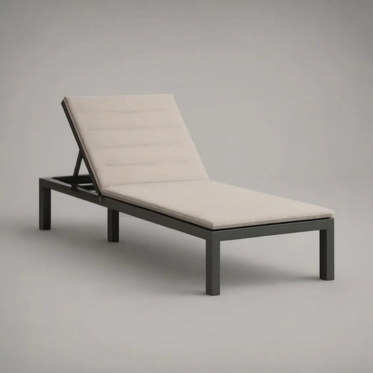 Leżanka ogrodowa, Regulowany ogród słoneczny 200x70x35 cm w czarnym aluminium z beżową poduszką
