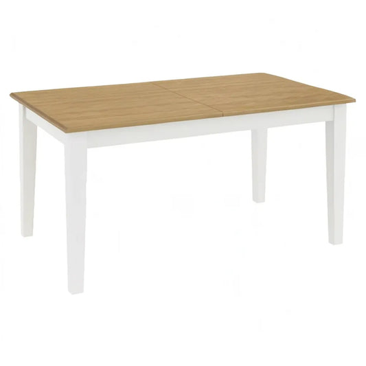 Stół do jadalni, Prostokątny stół obiadowy 120- 160 x 80 x 75 cm w MDF efekt dębu i białej sosny stałej