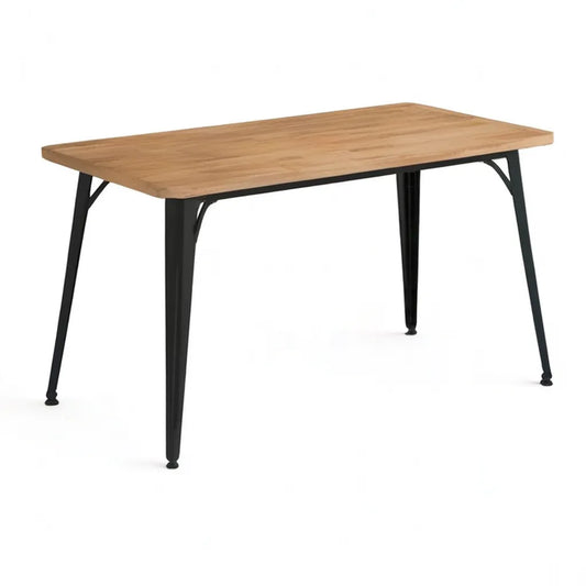 Stół do jadalni, Prostokątny stół jadalny 160 x 80 x 75 cm w litym drewnie akacyjnym i naturalnej blacie stalowej