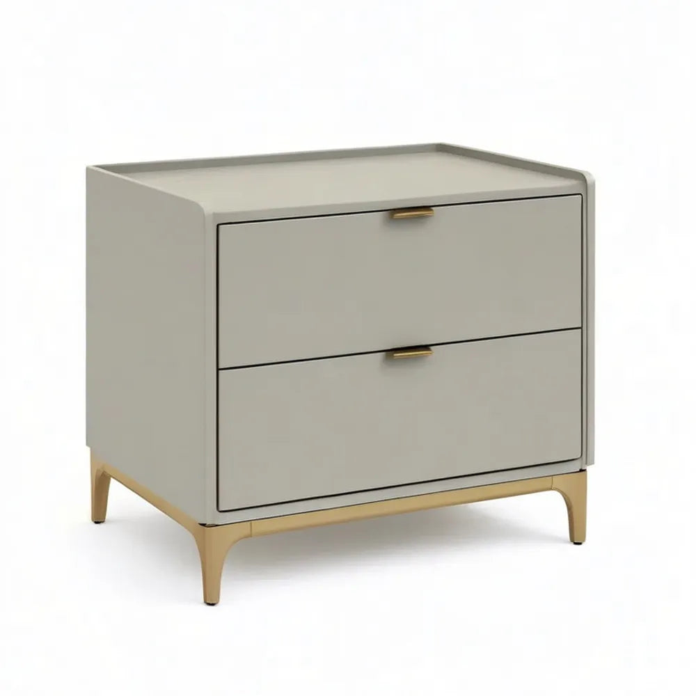 Szafka nocna, Stół do spania 70 x 40 x 55 cm beżowy z 2 szufladami z materiału z drewna MDF