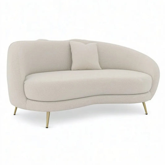 Sofa, 2-kanapa z tapicerowaną sofą 220 x 85 x 78 cm w kremie z pokrywą z tkaniny i metalowe nogi
